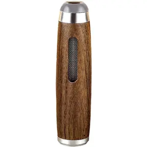 New Handheld Mini Ashtrays Anti Soot-flying Cigarette Cover Portable Car Ashtray Wood Cigarette Holder for Working Driving Gaming (Silver)