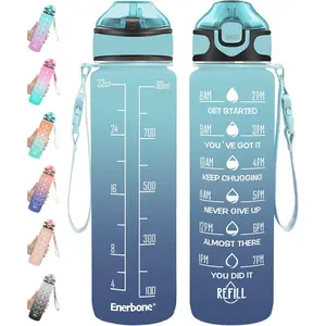 32 oz Drinking Bottle with Times to Drink and Straw, Motivational with Strap, Leakproof BPA & Toxic Free, You Drink Enough for Fitness Gym