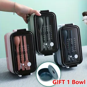 Microwave oven-compatible lunch box - 2-layer leak-proof lunch container set with tableware - suitable for schools, offices, travel, Christmas holiday gifts, small lunch box, student lunch, portable container, compact design, leak-proof structure, meal pr