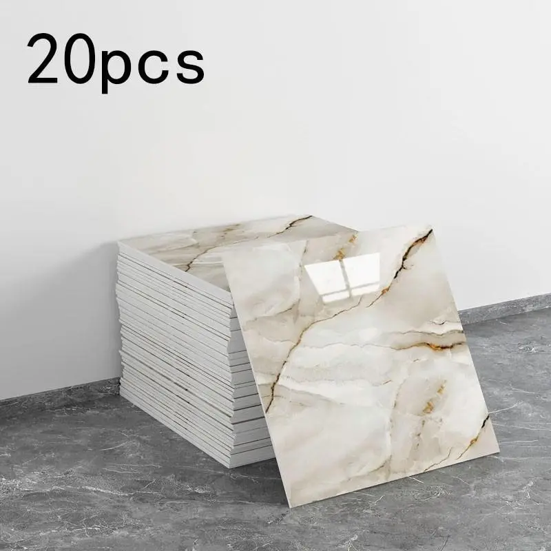 20 pieces of veneer and adhesive wall decoration panels, waterproof and moisture-proof bathroom wall panels, removable and adhesive tiles, polyvinyl chloride foam wall panels, suitable for kitchens, bathrooms and living rooms, Wall Paneling
