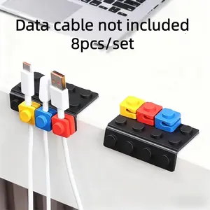 8 Piece Modular Cable Organizer Set, Desktop Cable Management, Phone Charging Line Holder, Home Kitchen Office Wire Fixing System