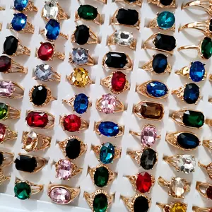 22Pcs Women's Middle Eastern Style Ring Set, Mixed Color Gemstone Inlaid Finger Rings, Simple Exquisite Daily Wear Jewelry