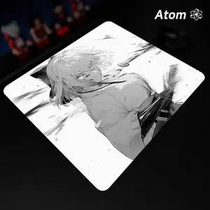 ATOM Mouse Pad  Anime Character Tempered Glass Mouse Pad, Laser Engraved Photovoltaic Glass, Super Slip Surface, Non-slip Honeycomb Base FPS Gaming Mouse Pad