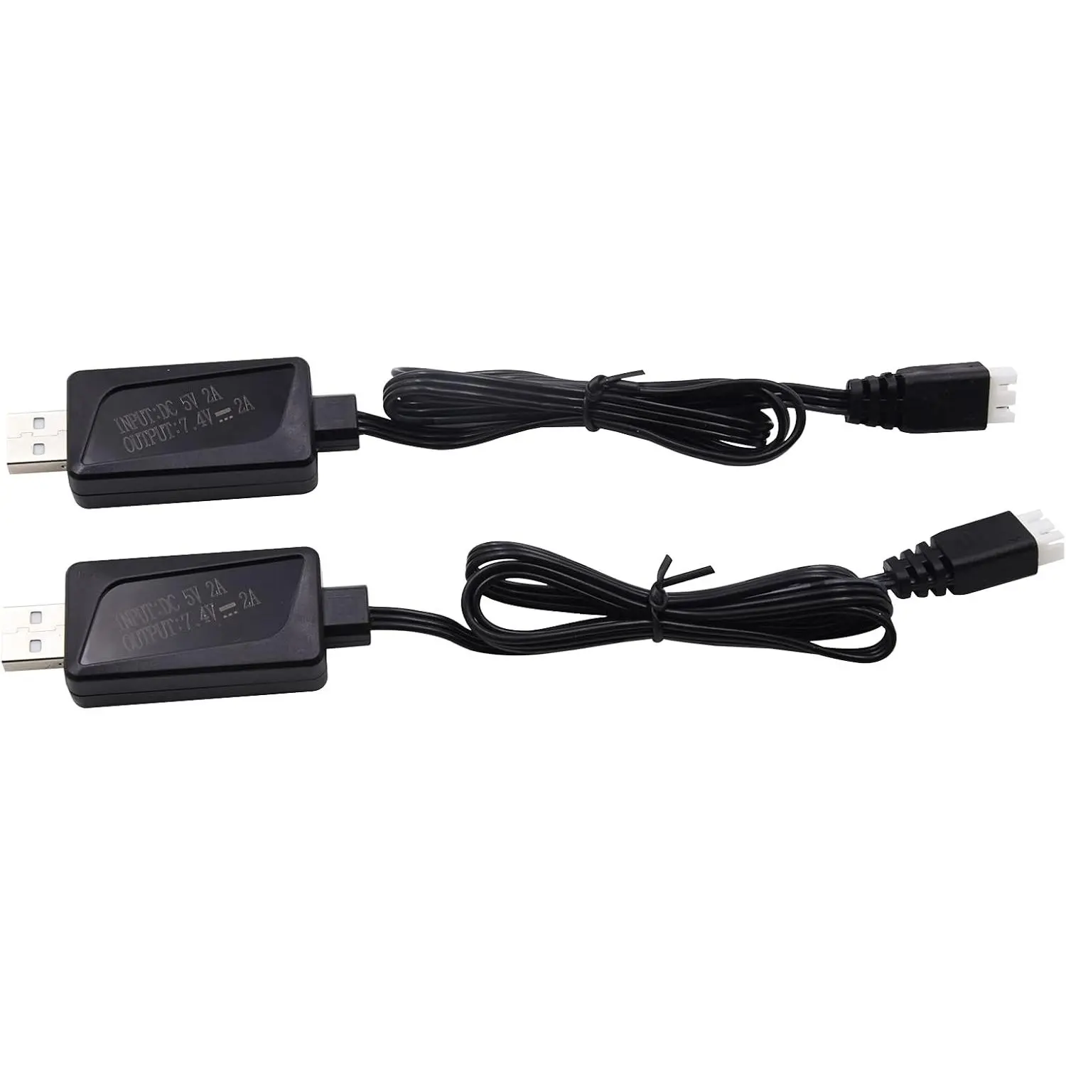 2 Pack 7.4V 1.6A Fast 2S Li-Po Li-ion Battery Charger Cable with XH-3P Connector for RC Boat Truck Drone Cars Vehicle / 7.4V 1.6A USB 2
