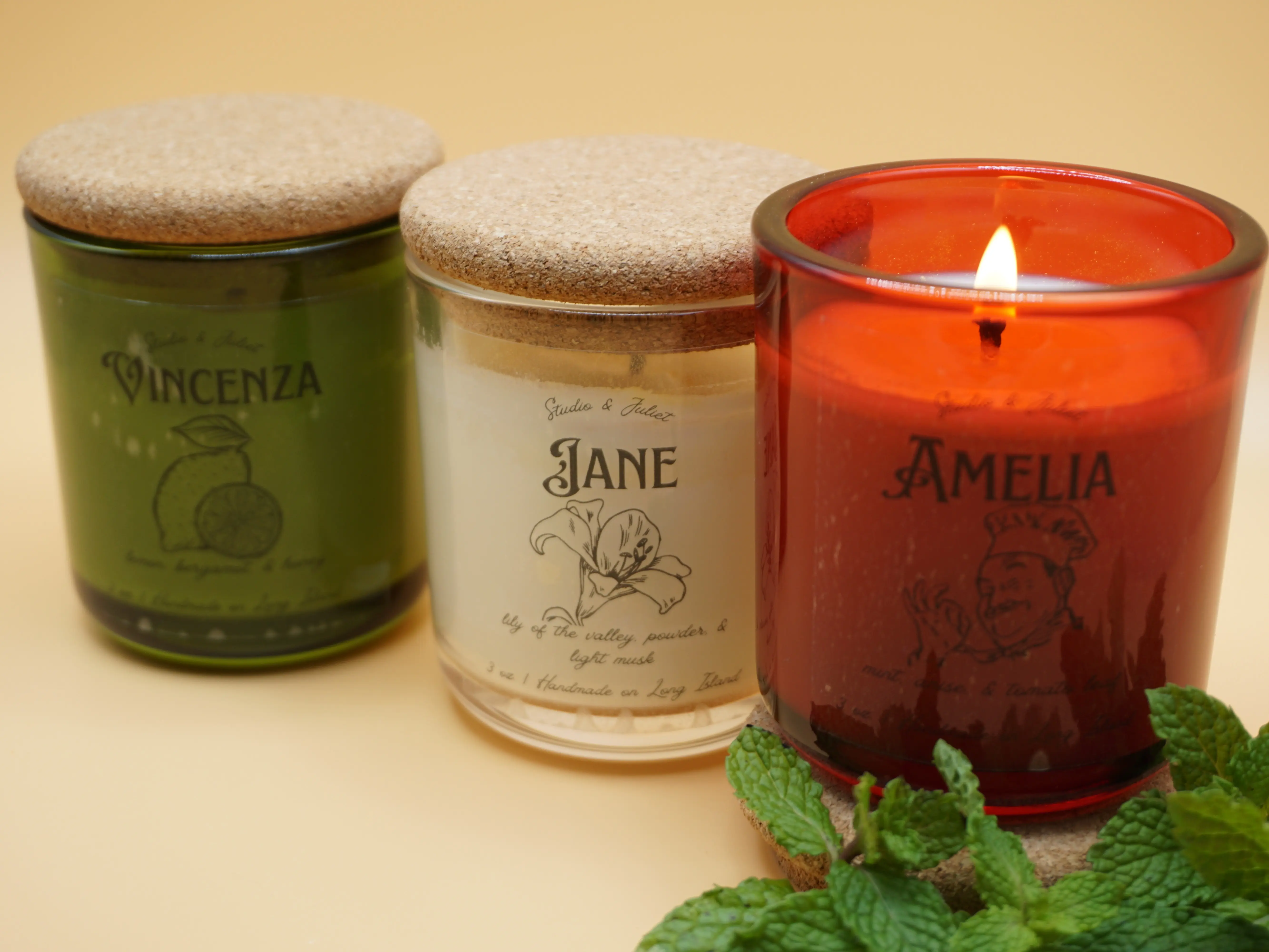 Italian Flag soy handmade scented candles by Studio and Juliet