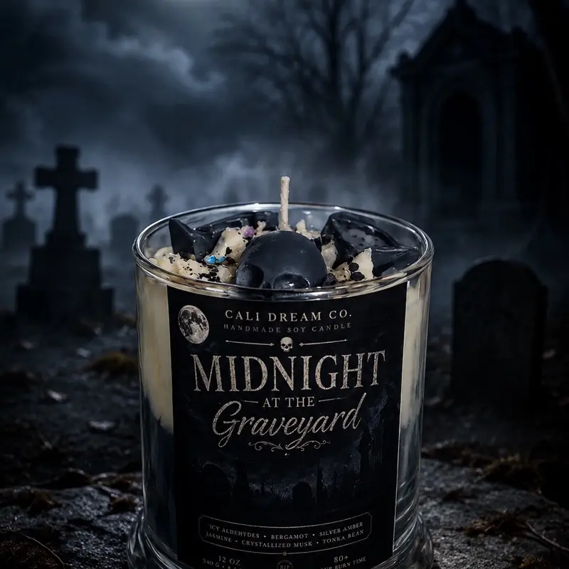 Midnight At the Graveyard Whipped Candle | Halloween Soy Candle