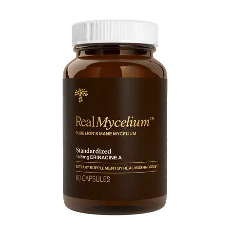 Real MyceliumReal Mushrooms Real Mycelium Lion’s Mane Capsules | 5mg Erinacine A | Grain-Free Cognitive & Focus Support | 60 Counts