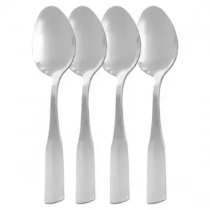 Gibson Home Classic Profile Stainless Steel Cutlery Set - 4-Piece Long-Handled Rounded Handle Spoon Shape Tea Spoons, Tea Spoon
