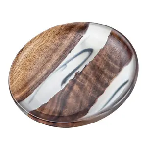 Handmade Ring Dish,Turquoise Resin and Mango Wood Decorative Ring  Jewelry Dish