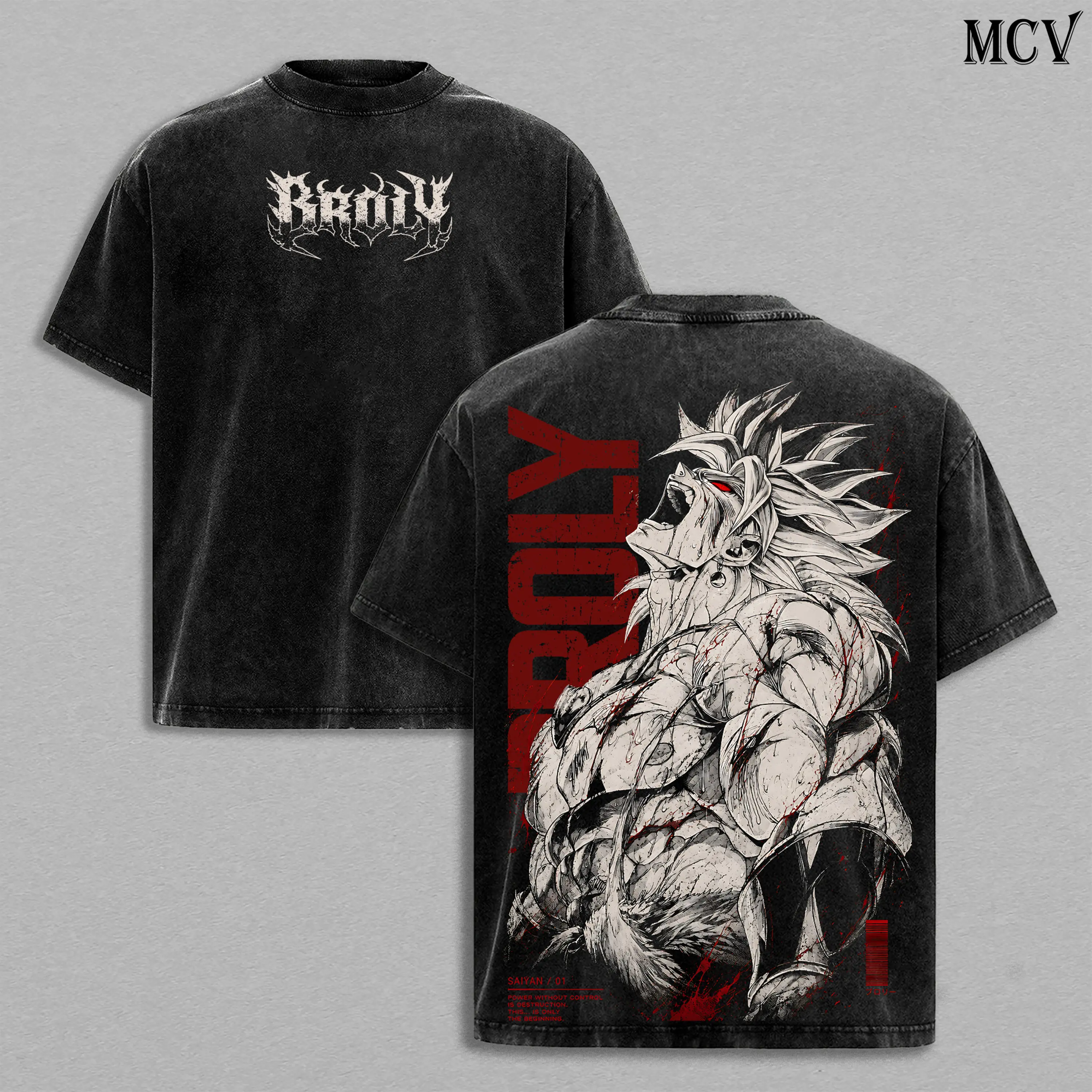 Broly DBZ Washed Tee – SuperSaiyan Berserker Anime Graphic Double Printed T-Shirt Menswear Heavy Cotton Unisex Oversize Streetwear Vintage Battle Beast Edition