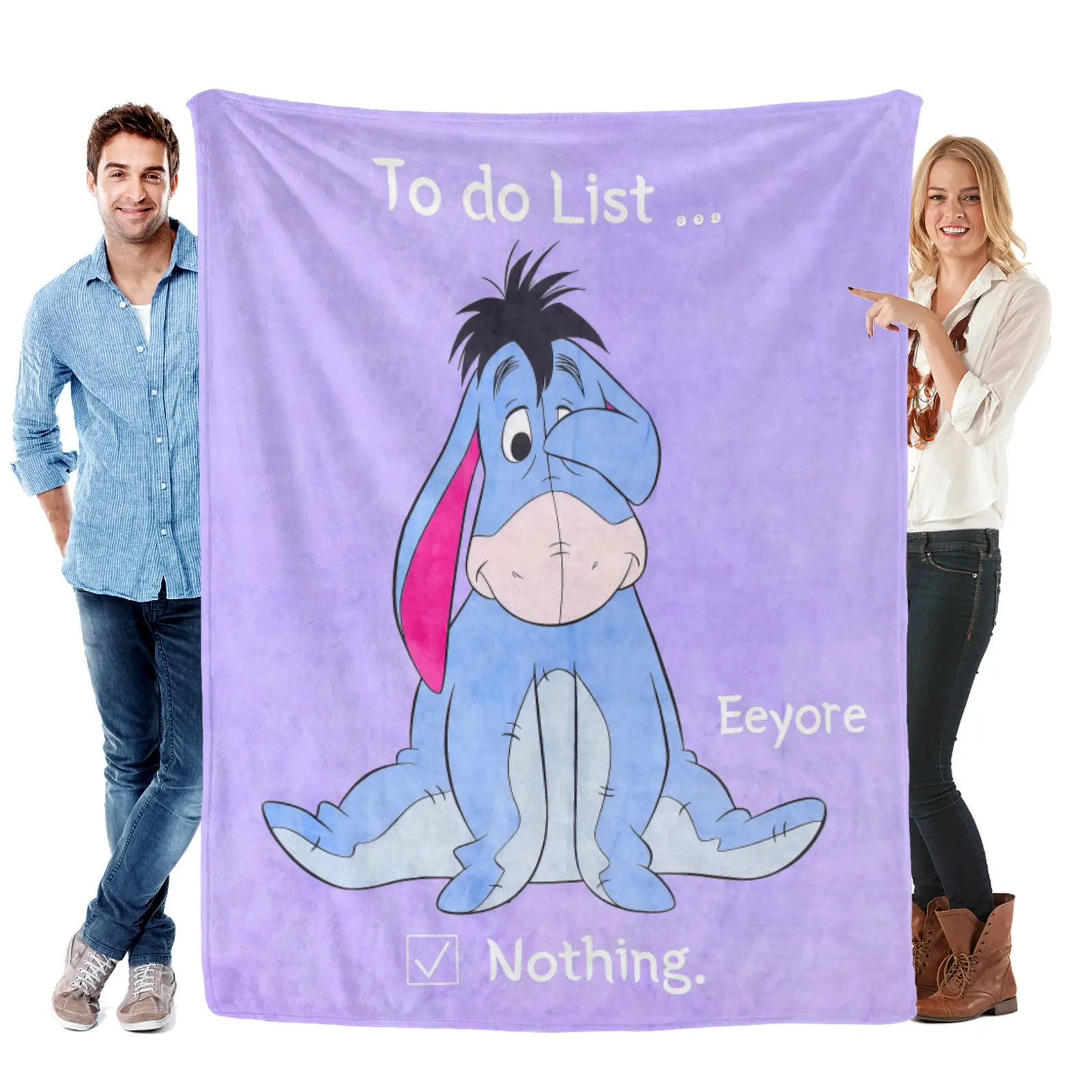 [Summervibes] Disney Purple Eeyore To Do List Winnie The Pooh Blanket - Soft Warm Flannel Disney Throw Blanket For Sofa Bed Dorm Couch Cover