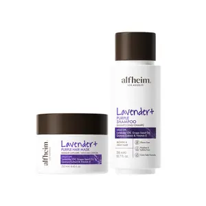 Lavender Shampoo and Hair Mask Set Neutralizes Brass Repairs Bleached Hair Hydrates Smooth Shine For Blonde Grey Hair