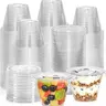 [50 Sets, 9 oz Clear Plastic Cups With Flat Lids No Hole, Disposable Cups With Lids for Ice Cream, Pudding, Cake, Snacks Smoothie, Milkshake, Cold Drinks