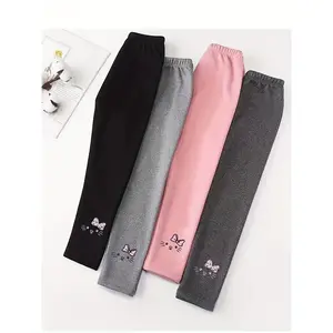 Girls' Fleece-Lined Thickened Boneless Warm Base Layer Pants 4pcs Set