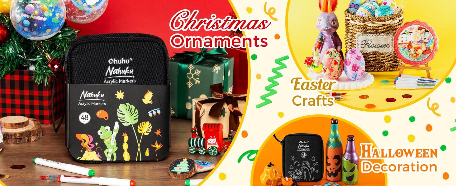 Ohuhu Acrylic Brush Tip Paint Markers 24 Pack/ 48 pack Vibrant Colors with Flexible Brush Tips High-Opacity Waterproof Lightfast Pens for Rock Wood Glass & More Ohuhu Acrylic Brush Tip Paint Markers 24 Pack/ 48 pack Vibrant Colors with Flexible Brush Tips High-Opacity Waterproof Lightfast Pens for Rock Wood Glass & More