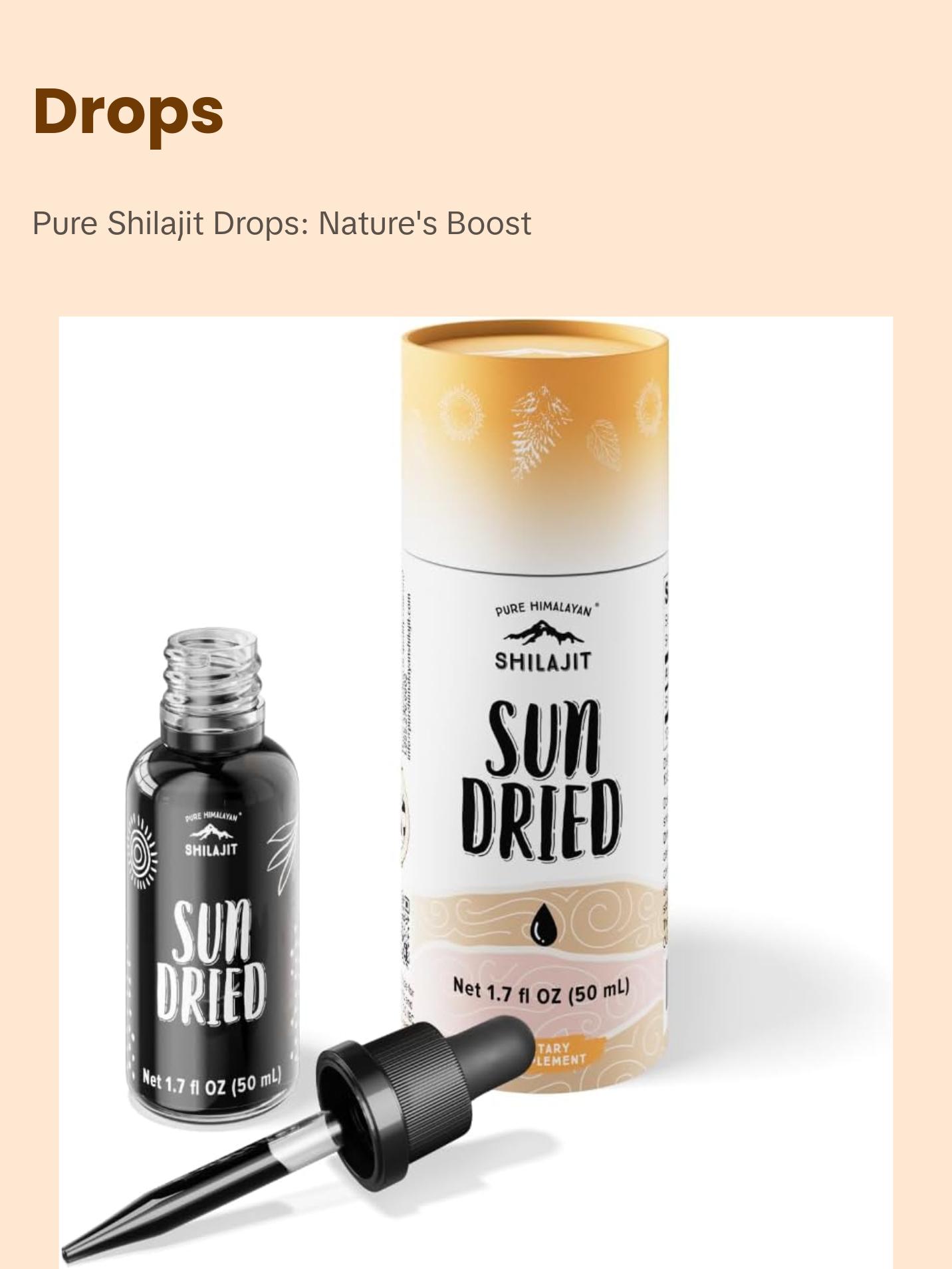 Pure Himalayan Shilajit, Sun Dried Liquid Drops - Immune Support Supplement, Energy Boost, Detox Cleanse, Anti-Aging and Wellness - Natural Trace Minerals & Fulvic Acid Complex