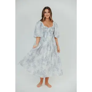 Harlow Maxi Dress in Light Blue Floral - Bump Friendly and Size Inclusive