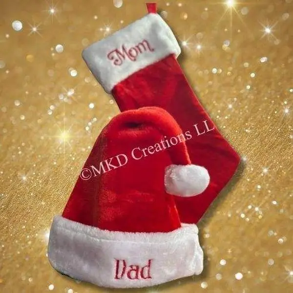 Personalized Santa Hat and Christmas Stocking Accessories