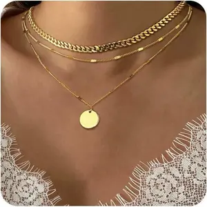 14K Gold Plated Layering Necklaces For Women Gold Necklace Set, Cuban Link, Snake Chain, Paperclip Layered Chains, Twisted Rope and Twisted Chain, Trendy Layering Necklace