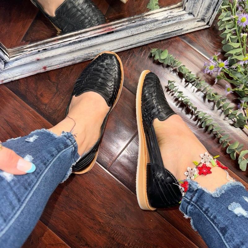 Huarache Sandal - Handmade Mexican Hecho in Michoacán, Colorful Leather, Open Toe, Casual Footwear for Women, Perfect Choice for Wide Feet - Running