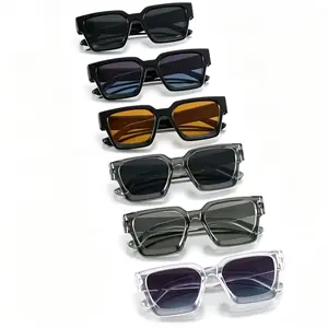 6-Pack Men Rectangle Sunglasses, Classic Thick Frame Simple Design Shades, UV400 Sun Protection Eyewear, Stylish Lightweight Fashion Glasses for Street Shooting Daily Outings and All Outdoor Casual Occasions