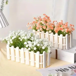 Plastic Faux-Fence Planters — Decorative Pots with Artificial Flowers | Creative Fence-Style Planters, Gardening & Bonsai Decor Baskets, Bonsai Embellishments, Home & Party Decor Accents