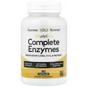 California Gold Nutrition SimplyOne®, Complete Enzymes with Betaine HCl, Ox Bile Extract, Full-Spectrum Enzymes, and Bromelain, 90 Capsules