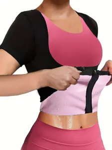 Sauna Suit for Women Sweat Suit with Zipper, Waist Trainer Vest for All Seasons, Moderate Thickness Casual Fit, Gym Top, Activewear, Gym Athletic Clothes