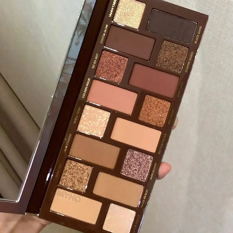16-Color Shimmer Eyeshadow Palette, Beauty Eyeshadows, Blendable Pearlescent and Matte Glitter Eyeshadows Easy-to-Color Eye Shadow Palette, Earth Tone Gentle Color Korean Style Eye Cosmetic Product For Daily Use