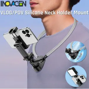 INOVAGEN Neck Mount Phone Holder,Magnetic Anti-Shake,Fill Light Compatible,POV/Vlog Neck Holder Mount For Phone and Action Camera GoPro,DJI,Insta360 Selfie Clip Silicone phone holder