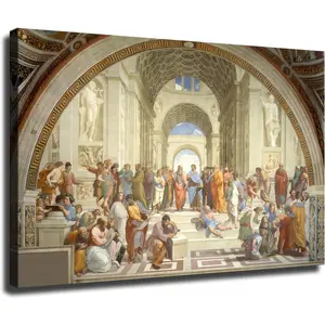 The School of Athens by Raphael Poster Canvas Image Printing Wall Art Decor Aesthetics Living Room Bedroom Home Background Famous Paintings Printmaking (24x36inch-Unframed)