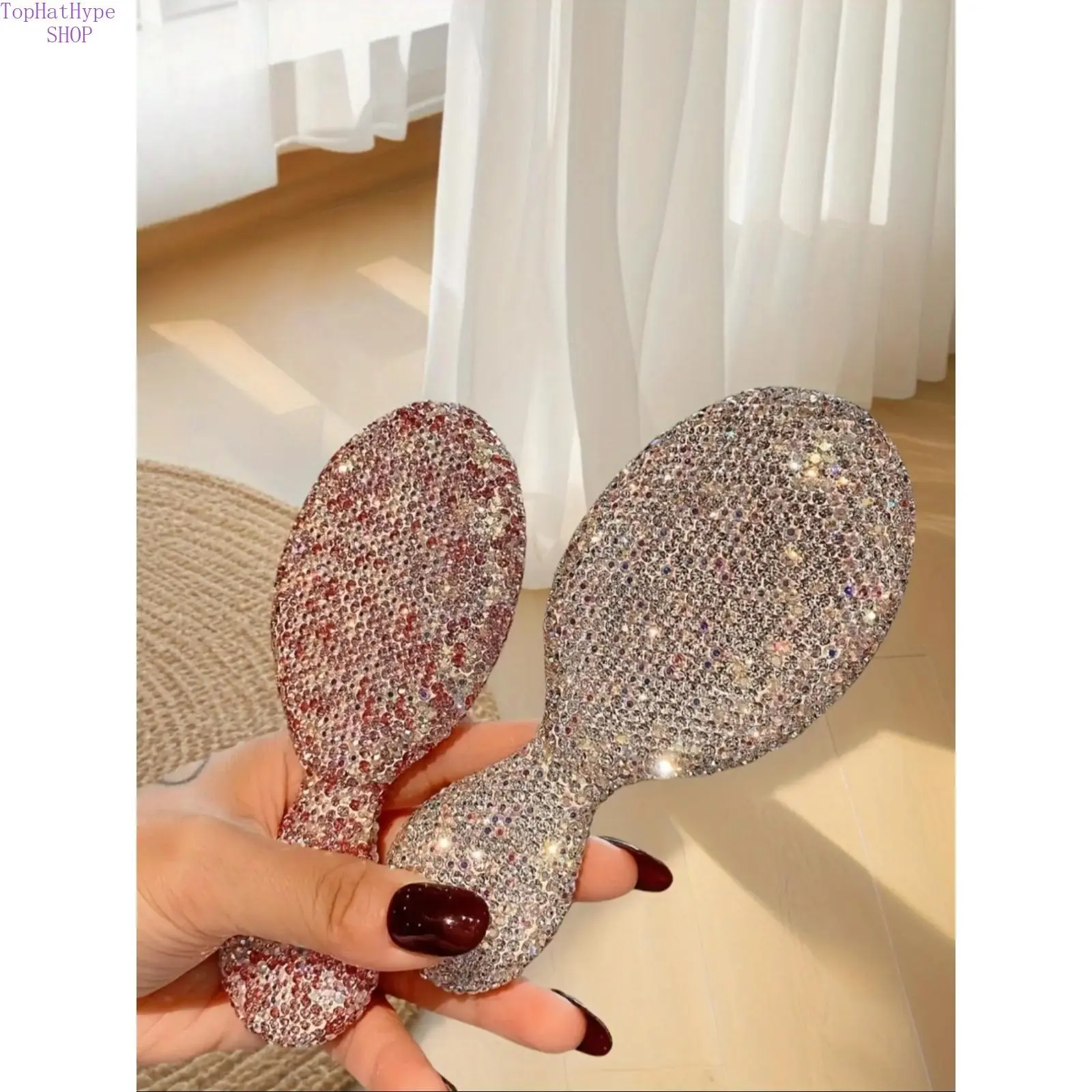 Luxury Rhinestone Hair Brush, Unisex Mini Travel Size Detangler with Air Cushion for Gentle Scalp Massage, Rhinestone Brush, Scalp Care