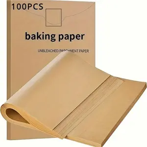 100 Sheets Non-Stick Baking Paper Bakeware, 9x13 Inches Pre-Cut, Ideal for Baking, Grilling, Air Fryer, Steaming, Unbleached Quarter Size