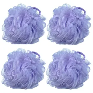 60g/pcs Purple Mesh Bath Sponge Shower Pouf Loofahs Shower Puff Pack of 4 (Purple)