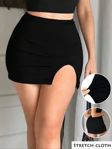 Women's Solid Skirt, Fashion Casual Mini Skirt for Daily Outdoor Wear, Ladies Bottoms for Summer