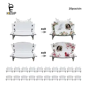 Icesip 20pcs/ctn MDF Bench Chair Ornaments, Single-Side Sublimation Blank Souvenirs for DIY Custom,DIY Souvenir Ornaments