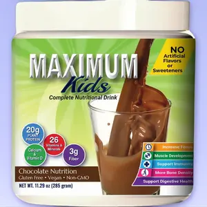 2 PACK - Maximum Kids Complete Organic Powder Mix. Great Tasting, Easy to use, Complete Nutritional Drink with 26 Vitamins and Minerals, 20g of Plant Protein, 3g of Fiber. Kid Tested. Parents Approved.