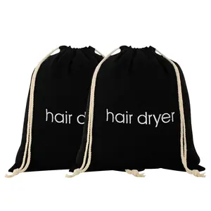 TSHD Hair Dryer Drawstring Bag Container - Cotton Travel Storage for Hairdryer (2 PCS Black)