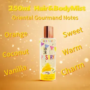 Sweet Vanilla Cream Pastry Body Spray 250ml - Luxurious Oriental Gourmand Notes with Peach & Jasmine Fragrance