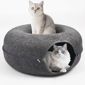 Large Cat Cave Bed & Play Tunnel, Detachable Scratch-Proof Peekaboo Hideaway for Indoor Multiple Cats Up to 45 Lbs summerwins