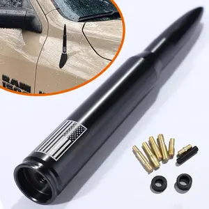 USA Flag 5.5 in Black Bullet Antenna Mast Radio For DODGE RAM 1500 / 2500 / 3500 Truck Car Accessory Short Antenna Replacement