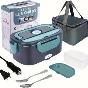 2026 Electric Lunch Box 60W Faster Food Warmer, 60.87oz Larger Self Heating, 12V 24V 110V Portable Food Heater For Car Truck Work, Leakproof Removable Container With Cutlery For Adults