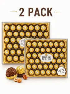 Ferrero Rocher Gourmet Hazelnut Milk Chocolate Gift Box, 42 Individually Wrapped Chocolates, 18.5 oz (Pack of 2)