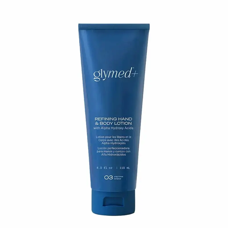 Glymed+ Refining Hand & Body Lotion for Smooth and Radiant Skin Aha Exfoliant Gentle Mild Flower Aloe Moisturizers Smoothing