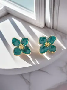 Drop Oil Metal Petal Stud Earrings, Elegant Floral Pattern, Alloy Material, All Seasons Jewelry for Women, Evening Event Accessories