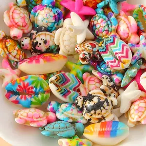 Beach DIY Jewelry Making Kit Starfish Turtle Shell Charms Set for Bracelet Necklace Crafts Colorful Ocean Pendant Accessories TikTok Viral Handmade Gift Kit for Girls