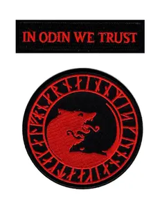 in Odin We Trust Viking Úlfhédnar No Mercy Only Violence Wolf Odin God Patch (Hook-RED/BLK)