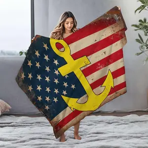 Blankets Queen Size Anchored in American Spirit Flannel Blanket White Blanket King Size Throw Blanket for Bed