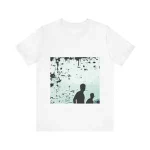 Men's abstract silhouette Graphic T-Shirt - Short Sleeve Crew Neck Regular Fit Casual Wear | Soft & Breathable Fabric, Durable Print, Everyday Comfort, Machine Washable, minimalist modern art silhouettes of people against a textured background