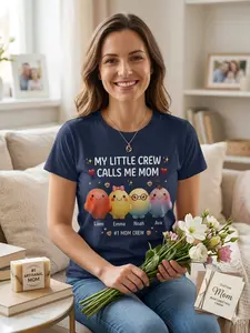 Personalized Mom Shirt with Kids Names, My Little Crew Calls Me Mom T-Shirt, Custom Cute Family Gift for Mother’s Day, Birthday Gift for Mom, Unique Mama Shirt